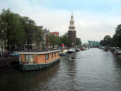 Boote im Kanal - Niederlande (Amsterdam)