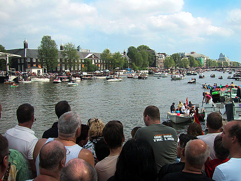 Boote im Kanal - Niederlande (Amsterdam)